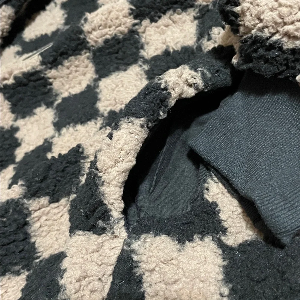 PINK Victoria's Secret Black & Cream Checkered Fleece Half-Zip Pullover Size XS - Picture 6 of 6
